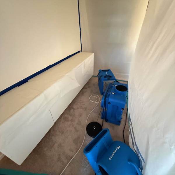 Air movers drying the room
